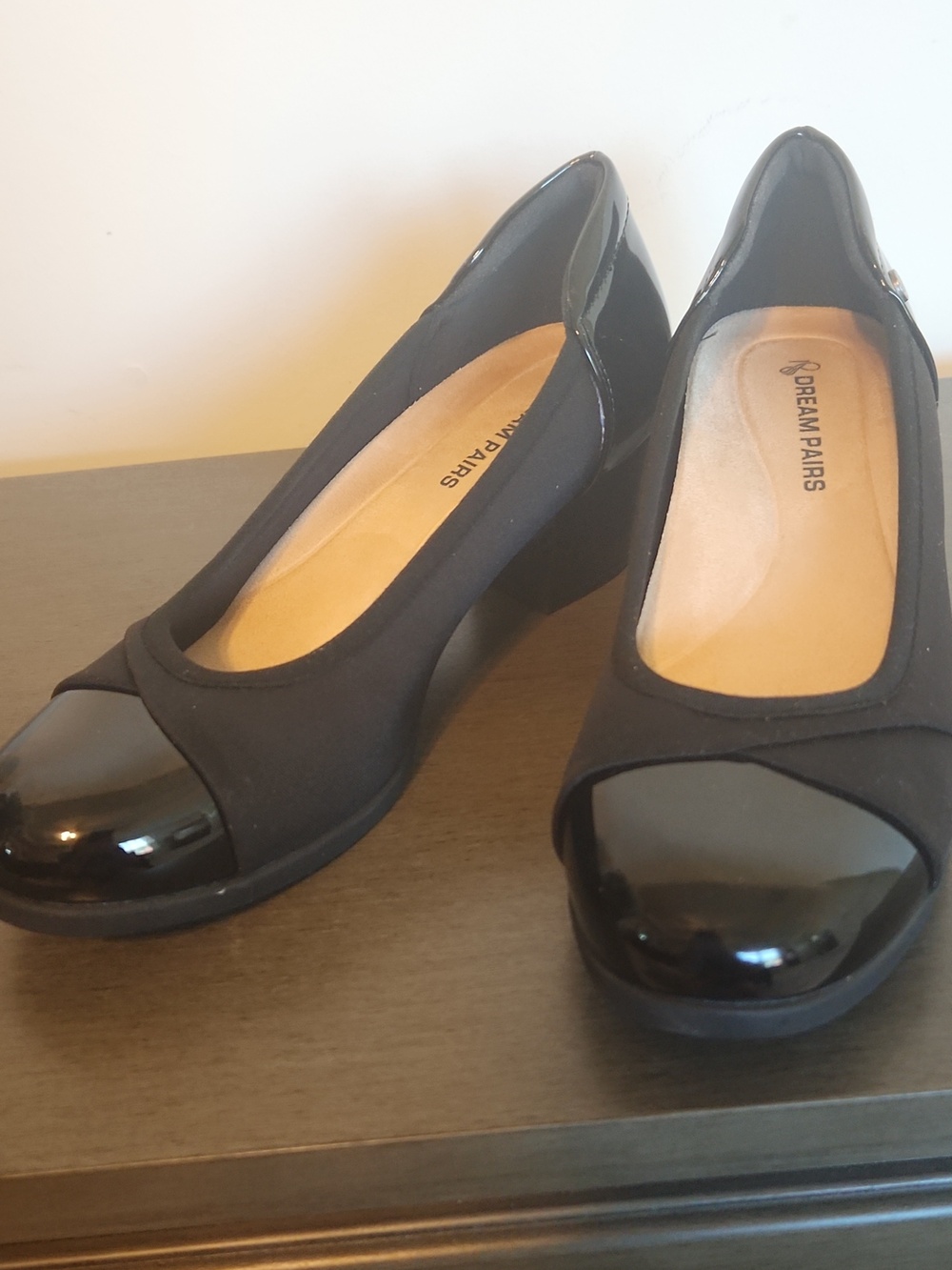 Dream Pairs Black Low Block Heel Pump